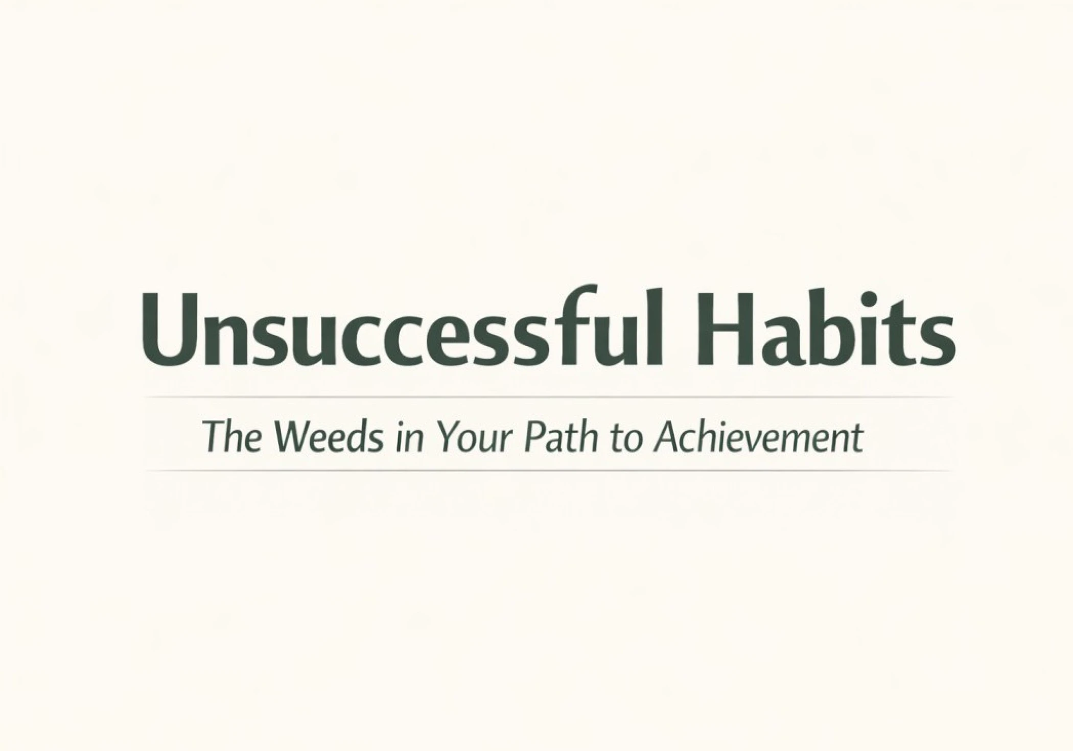 Unsuccessful Habits: The Weeds in Your Path to Achievement